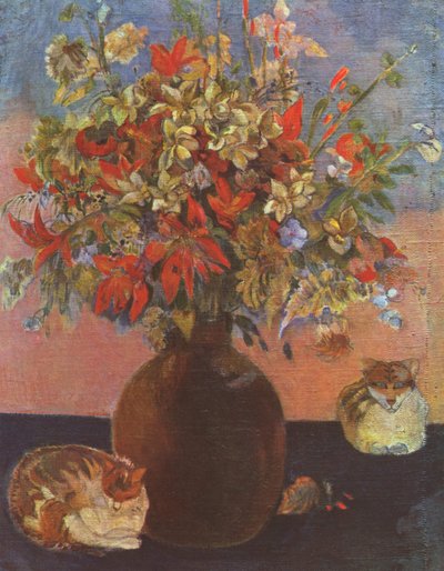 Flowers and Cats by Paul Gauguin